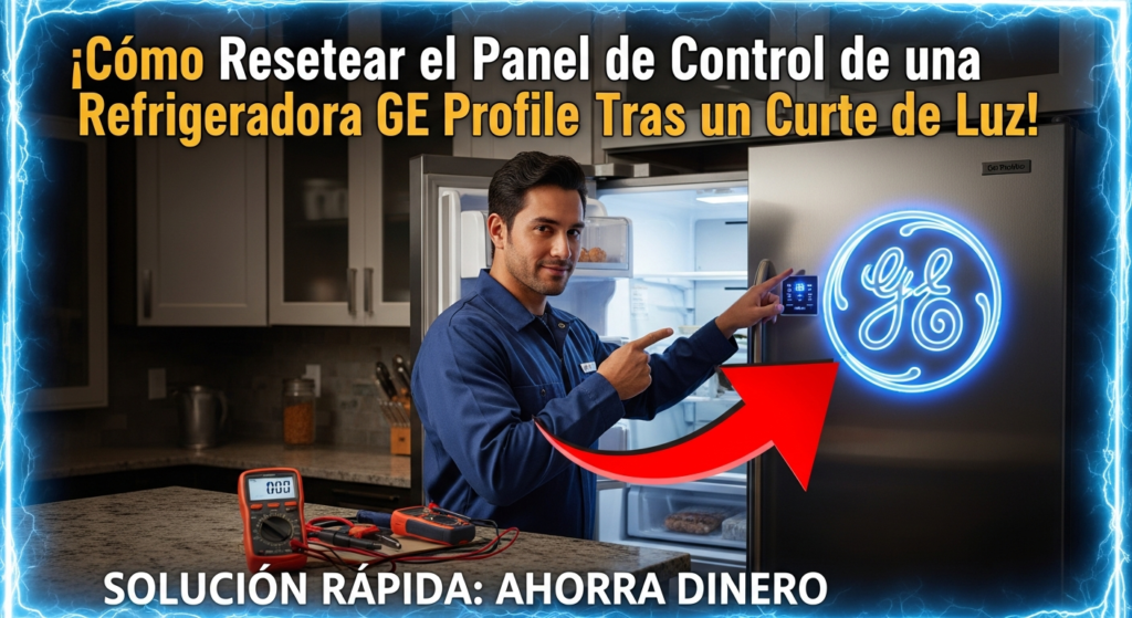 Cómo resetear el panel de control de una refrigeradora GE Profile tras un corte de luz.